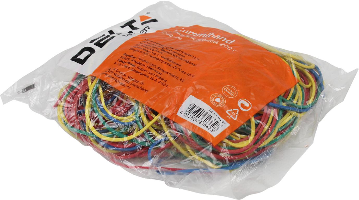 Резинка для грошей "Axent/Delta" №4621 кольор. 200гр d60мм (50)(100) — купити | Канцелярський Сад