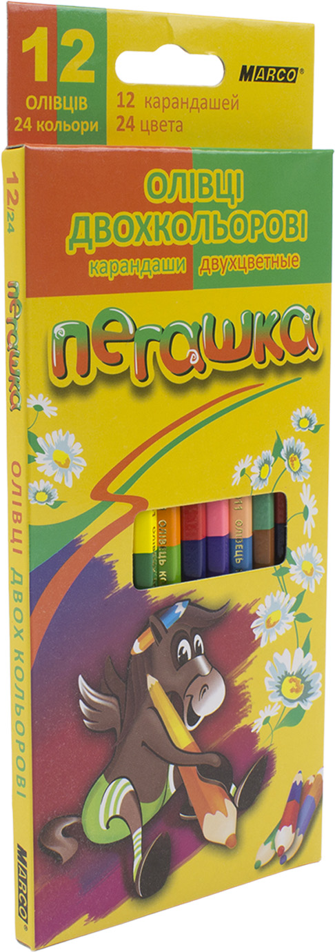 Олівці кольор. 24 кольор./12шт "Marco" №1011-12 Пегашка(12)(240) — купити | Канцелярський Сад