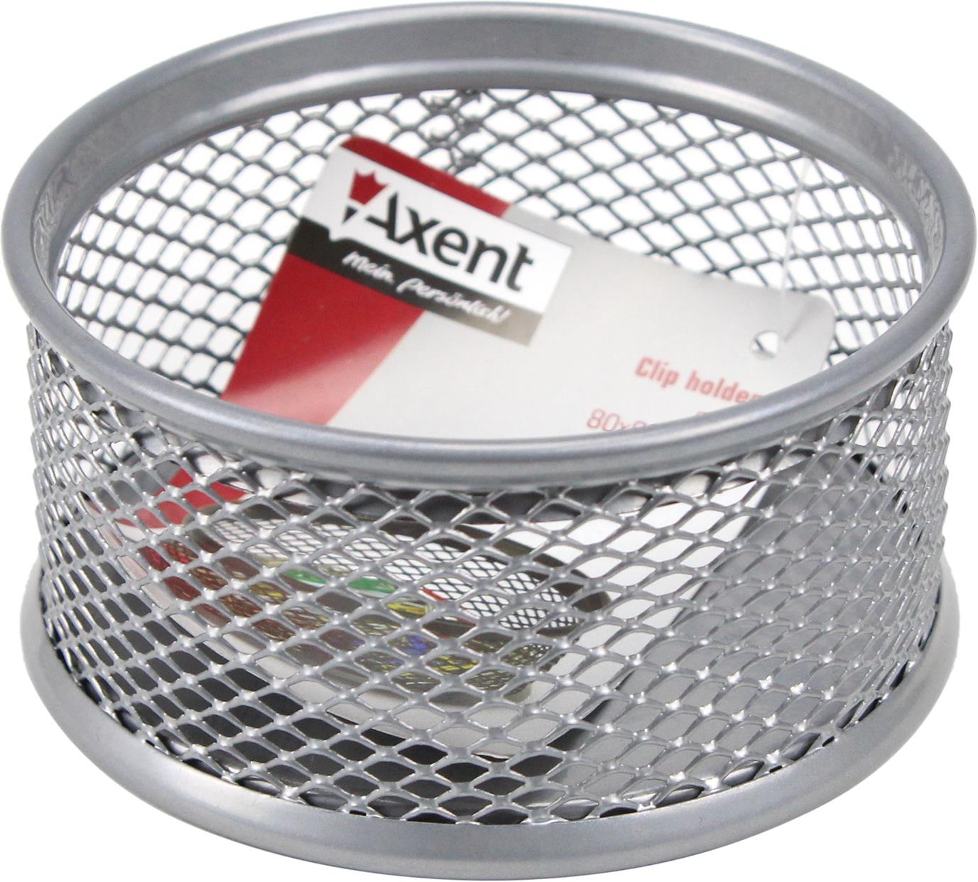 Підставка для скріпок "Axent" №2113-03 метал.,срібна,80х80х40мм(12) — фото товару | Канцелярський Сад