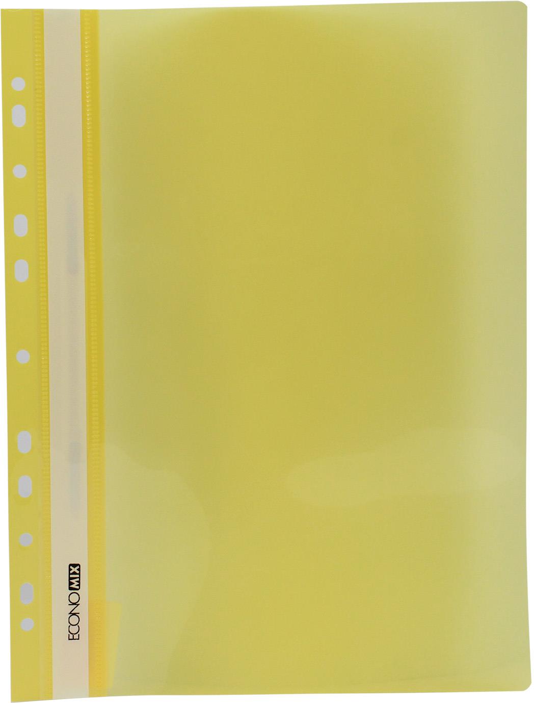Папка-швидкозш. "Economix" №E31510-05 А4 з прозор.верхом,з перфор.,глянц. жовта(10)(300) — фото товару | Канцелярський Сад