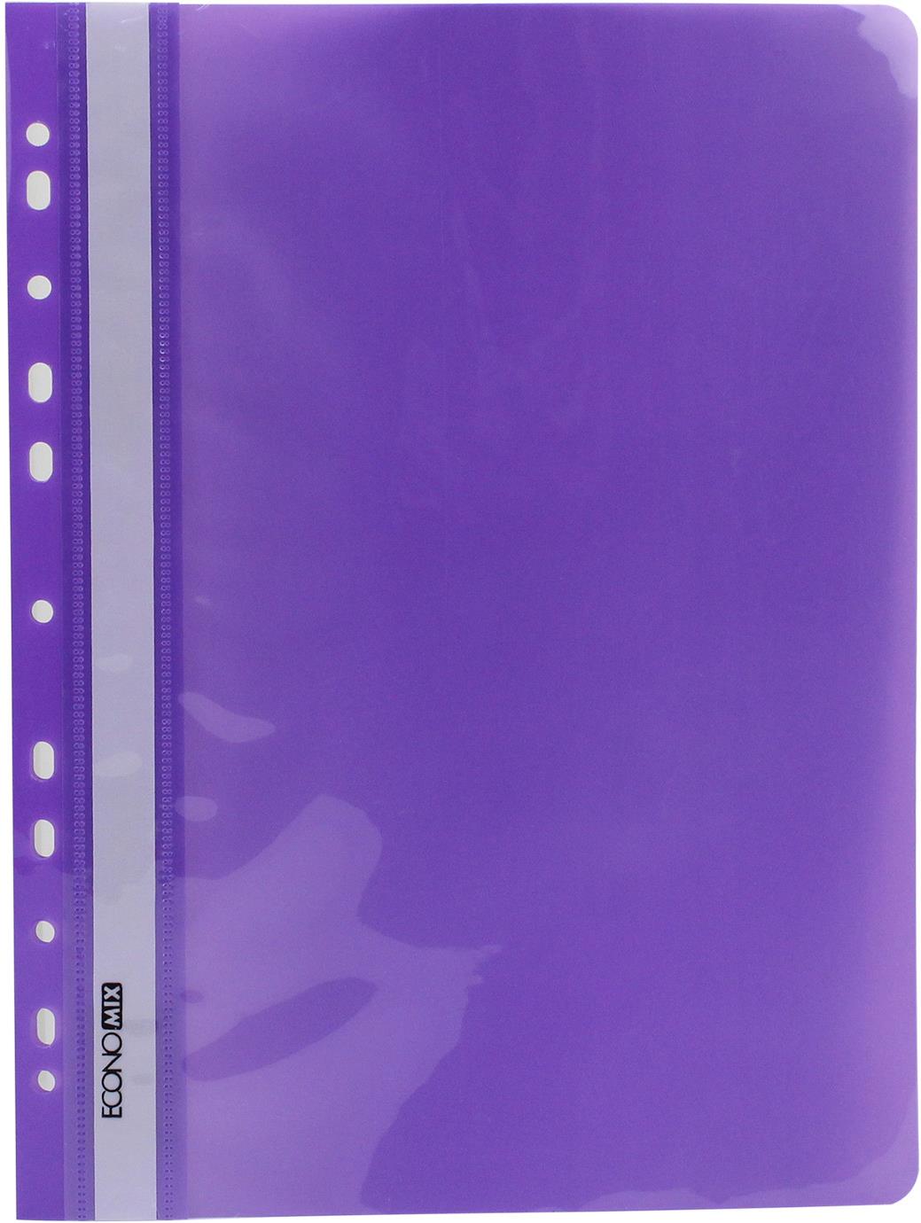 Папка-швидкозш. "Economix" №E31510-12 А4 з прозор.верхом,з перфор.,глянц. фіолет.(10)(300) — фото товару | Канцелярський Сад