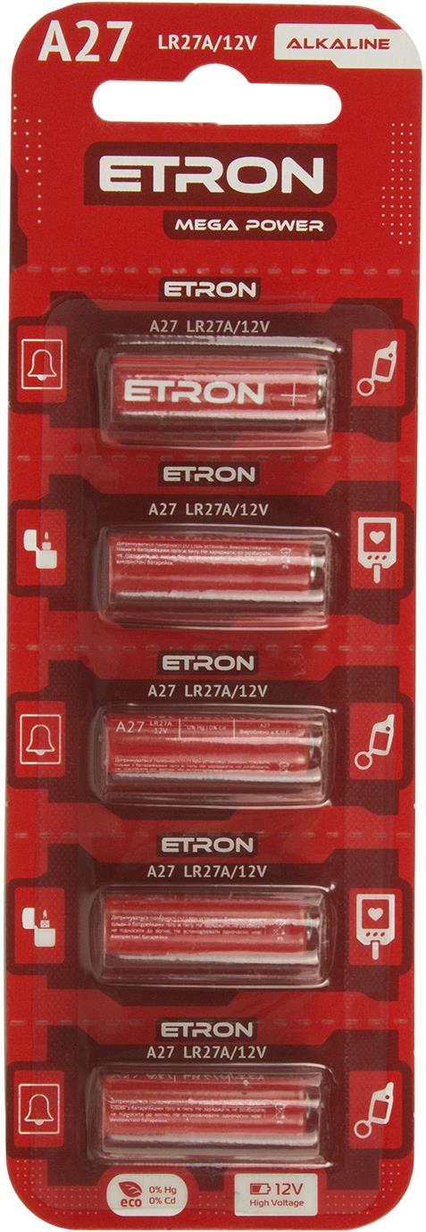 Батарейка Etron Mega Power A27/5bl 12V(5)(50)/1/ — фото товару | Канцелярський Сад