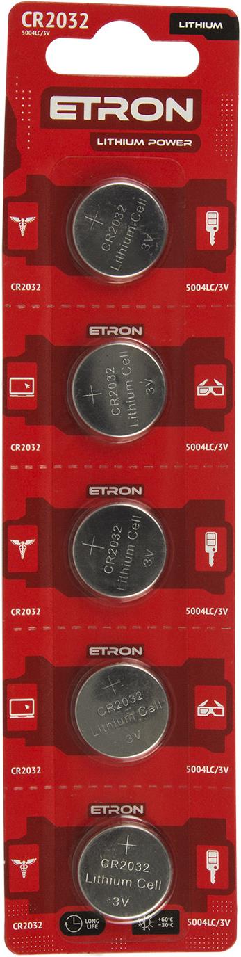 Батарейка Etron Lithium Power CR2032/5bl 3V(5)(100)/1/ — фото товару | Канцелярський Сад