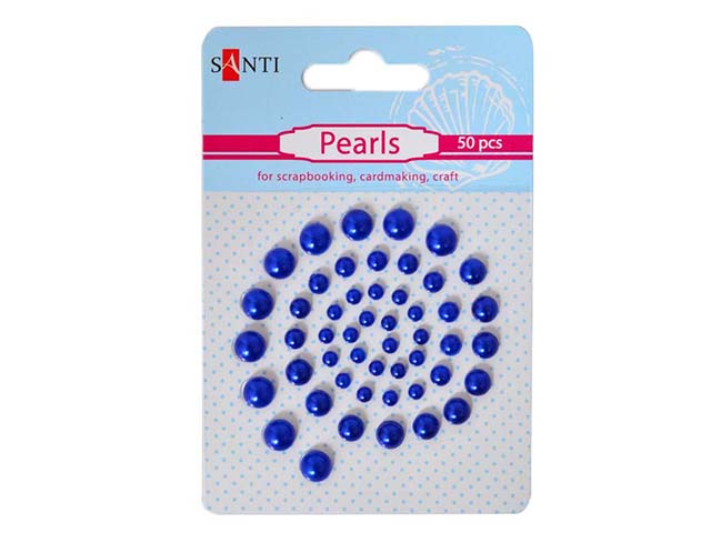 Набір перлин самокл. "Santi" син. (50шт) №740137(10) — фото товару | Канцелярський Сад