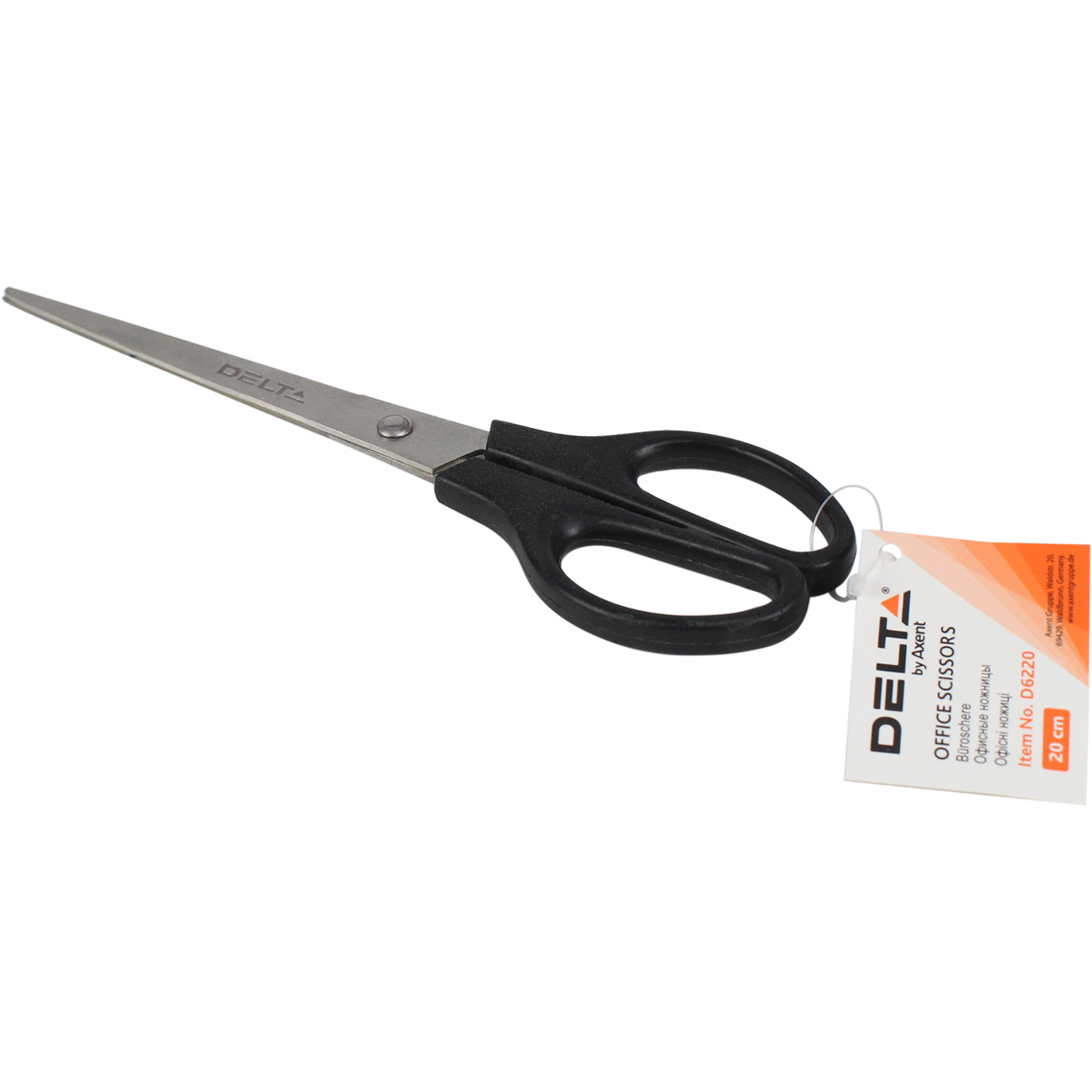 Ножиці офісн. "Axent/Delta" №D6220 20см чорні(20)(200) — фото товару | Канцелярський Сад