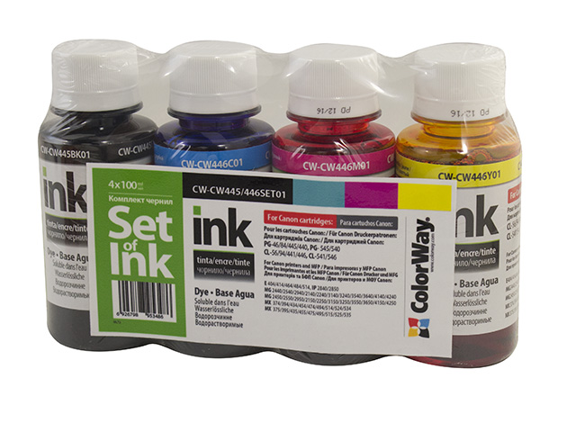 Чорнило к-кт ColorWay Canon PG-445/CL-446 4х100мл black,cyan,magenta,yellow (20) — купити | Канцелярський Сад