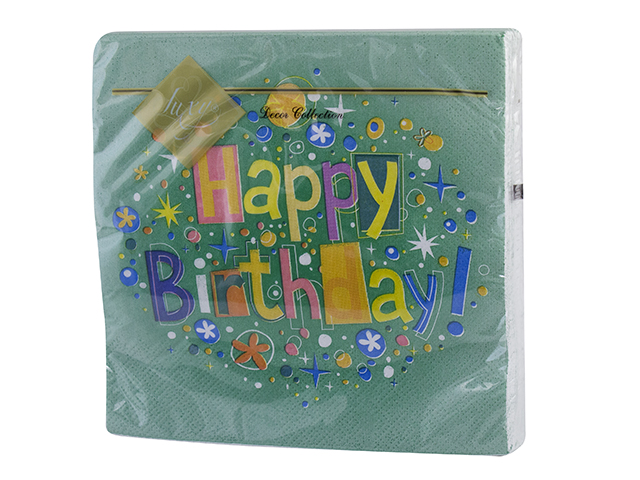 Серветки столові ТМ "Luxy" 3-х шарові (20шт) Щасливий день зелена(16) — фото товару | Канцелярський Сад