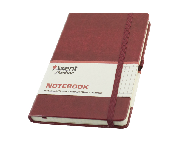 Блокнот В6 96арк. кліт. карт. "Partner Lux" бордов.№8202-05-A/Axent/(18) — фото товару | Канцелярський Сад