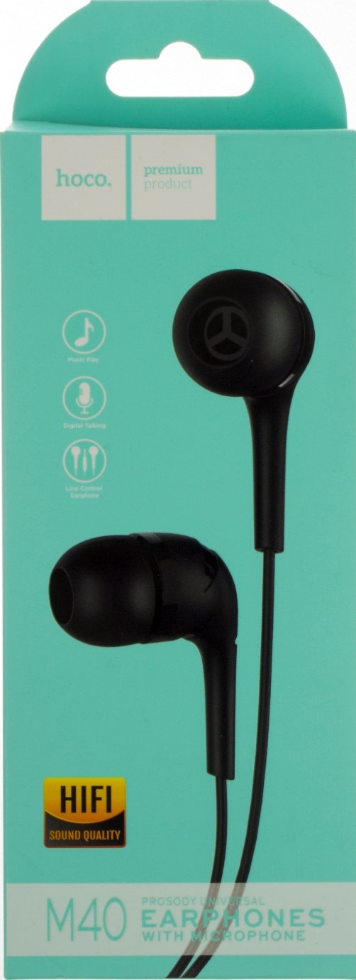 Навушники вакуумні HOCO M40 1,2м black+мікрофон(21) — купити | Канцелярський Сад