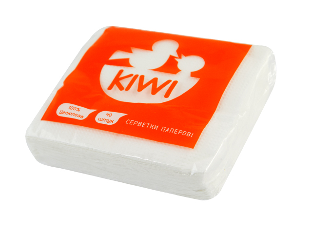 Серветки столові "Kiwi" (40шт) білі Еко №0033/0059(20)(100) — купити | Канцелярський Сад