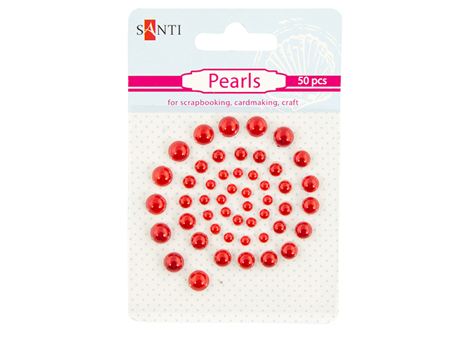 Набір перлин самокл. "Santi" черв. (50шт) №952640(10) — фото товару | Канцелярський Сад