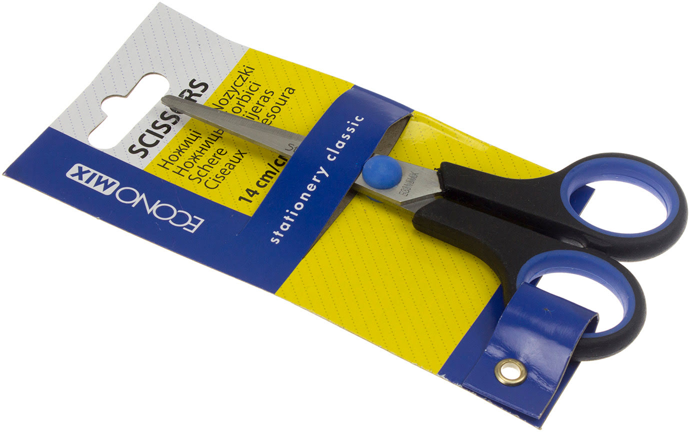 Ножиці офісн. "Economix" №E40401 14см ручки з гумовими вставками(12)(240) — фото товару | Канцелярський Сад