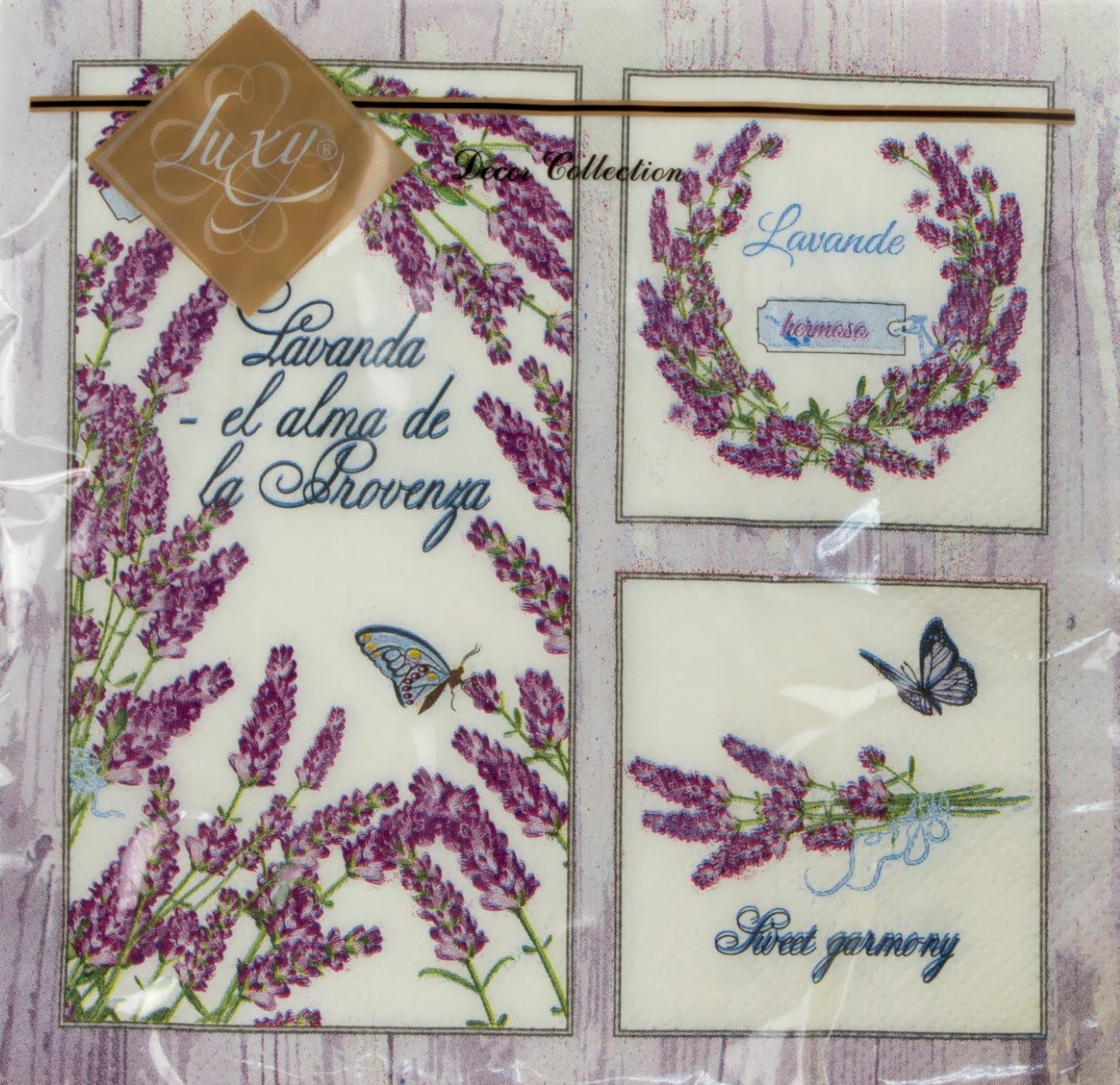 Серветки столові ТМ "Luxy" 3-х шарові (18шт) Лавандовий колаж(16) — фото товару | Канцелярський Сад