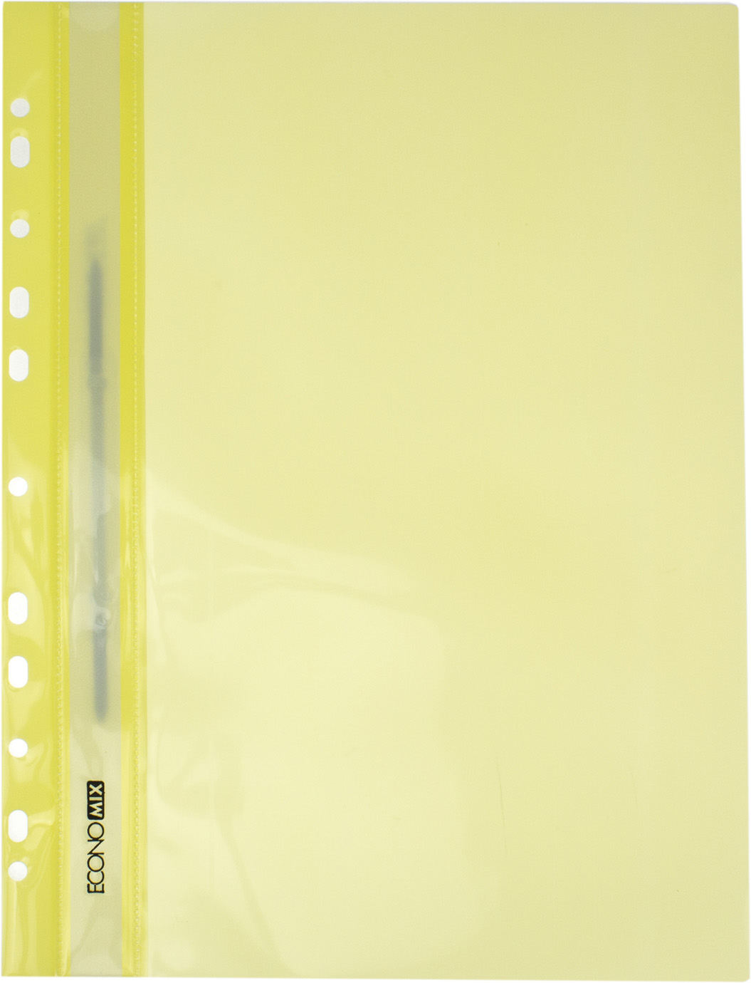 Папка-швидкозш. "Economix"№E31510-85 А4 з прозор.верхом,з перфор.,глянц. жовта(10)(300) — фото товару | Канцелярський Сад