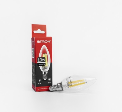 Лампа "Etron Filament Power" прозоре скло LED 1-EFP-118 C37 10Вт 4200K Е14(10) — купити | Канцелярський Сад