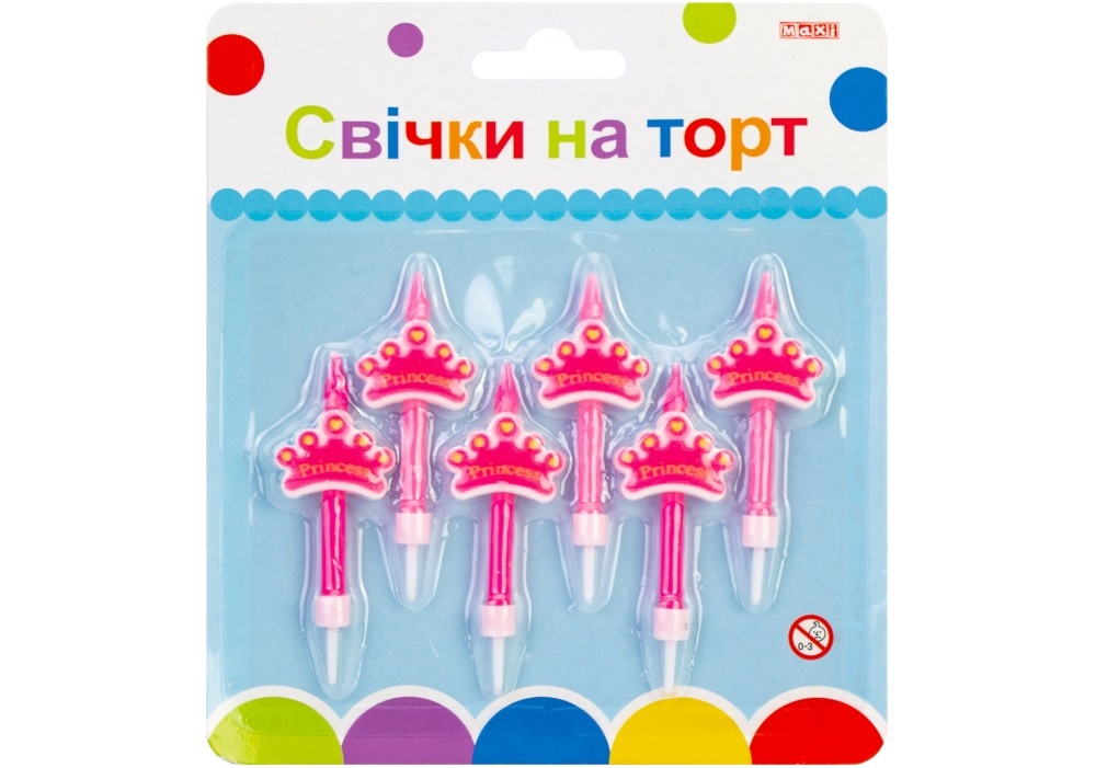 Набір свічок в торт "Принцеса" 6шт з підставками №MX620153(12) — купити | Канцелярський Сад
