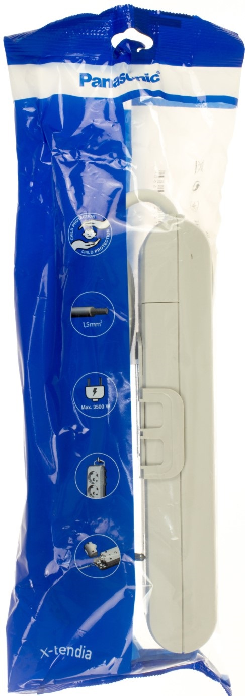 Подовжувач "Panasonic" 4гнізда 3м+вимик.+зазем. сірий №A04432GR-UA — фото товару | Канцелярський Сад