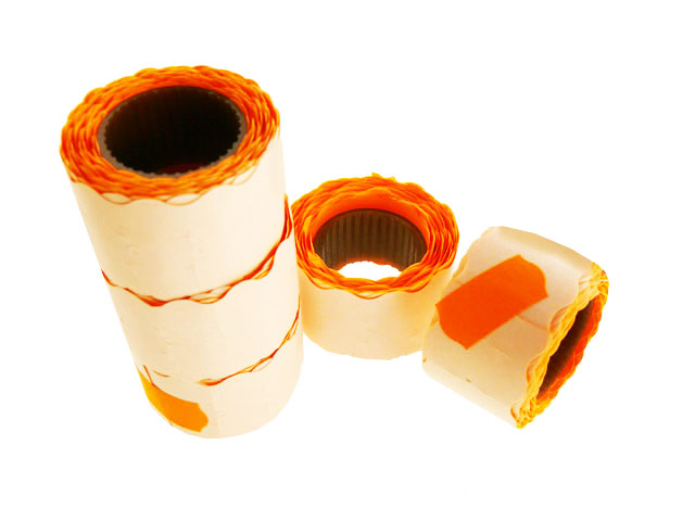 Цінник клейкий в рул. мал. 3м 12х25мм 275шт помаранчевий(5)(325) — фото товару | Канцелярський Сад