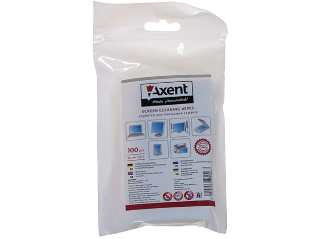 Серветки вологі для оргтехніки "Axent" (100шт) №5312(20) — фото товару | Канцелярський Сад