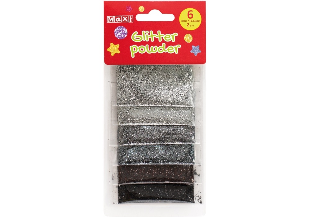 Блискітки "Maxi" 2г, 6 кольорів №MX61670(36) — фото товару | Канцелярський Сад