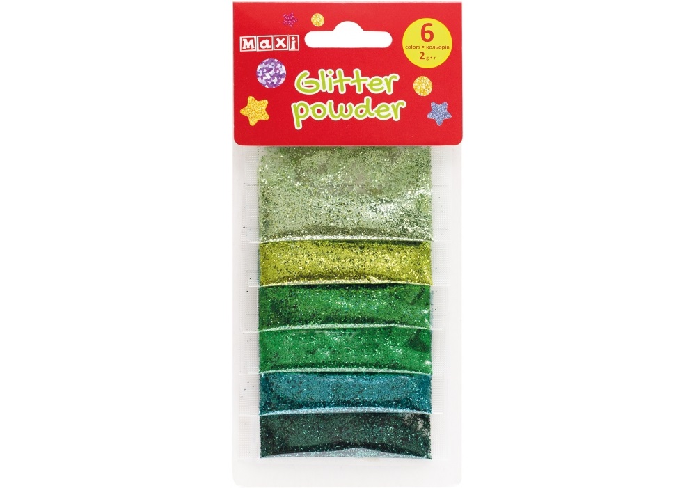 Блискітки "Maxi" 2г, 6 кольорів №MX61673(36) — фото товару | Канцелярський Сад