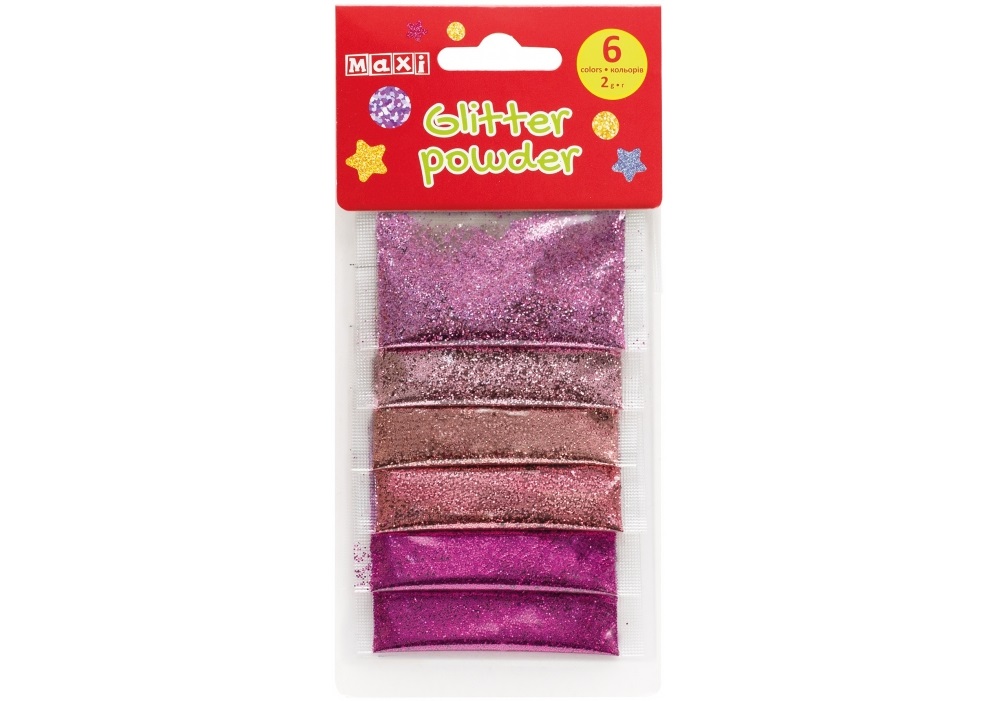 Блискітки "Maxi" 2г, 6 кольорів №MX61674(36) — фото товару | Канцелярський Сад