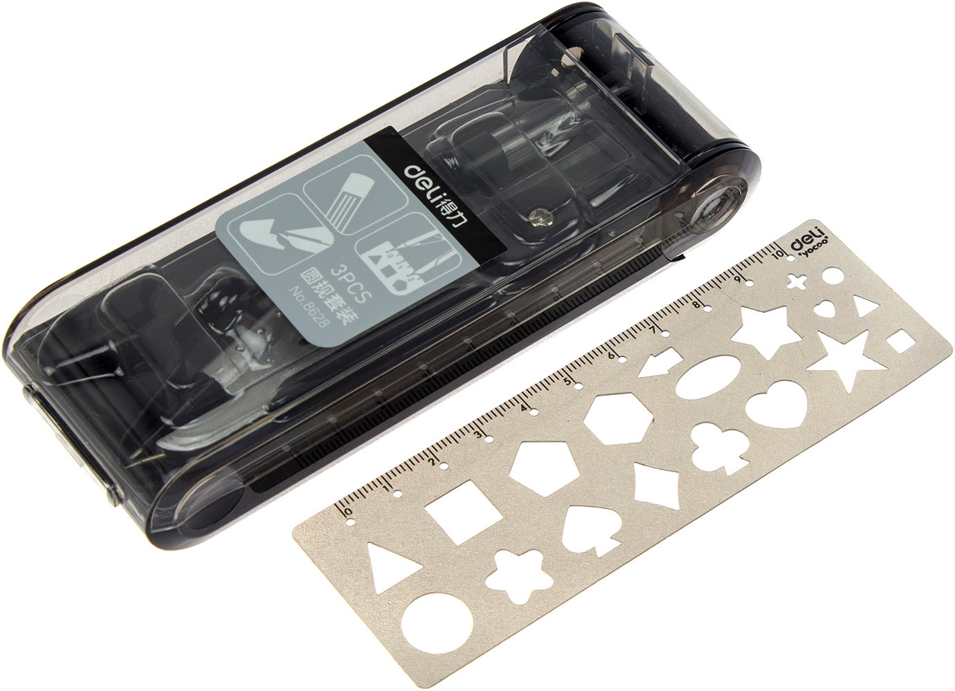 Готовальня "Deli" 3предм., з мех. олівцем, чорна №8628(12) — купити | Канцелярський Сад