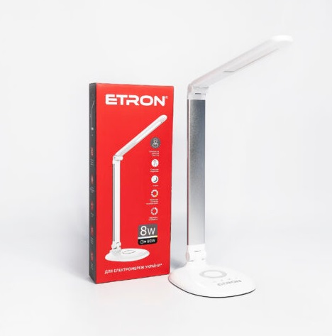 Лампа наст. LED ETRON Desk Lamp step 8W 3000-6000K White-silver №1-EDL-401 — фото товару | Канцелярський Сад