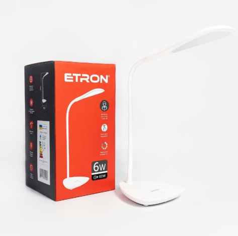 Лампа наст. LED ETRON Desk Lamp drop 6W 4200K White 1-EDL-403 — фото товару | Канцелярський Сад