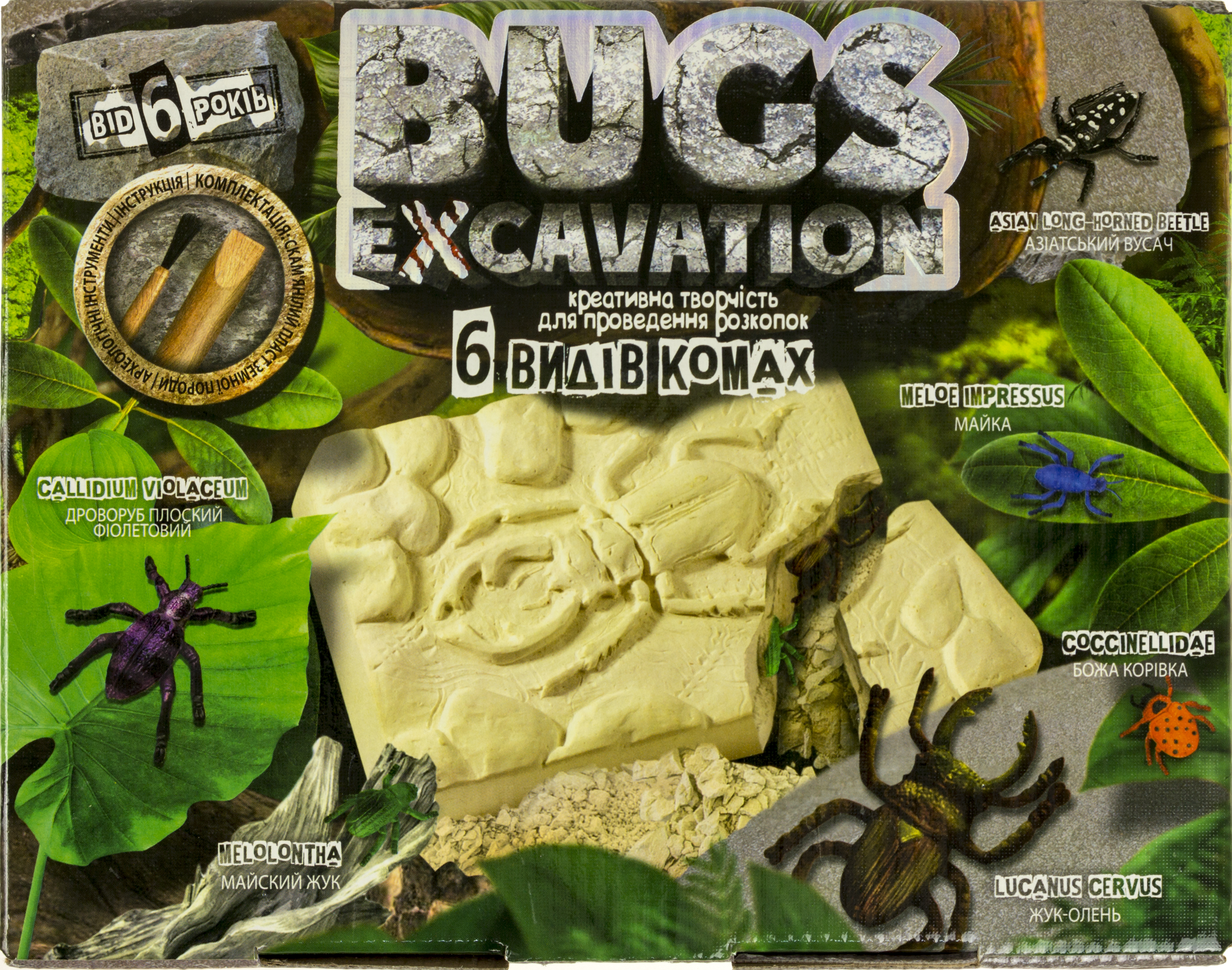 Набір для проведення розкопок "DankoToys" Bugs excavation жуки (укр.)№BEX-01-05U,06U(6) — фото товару | Канцелярський Сад