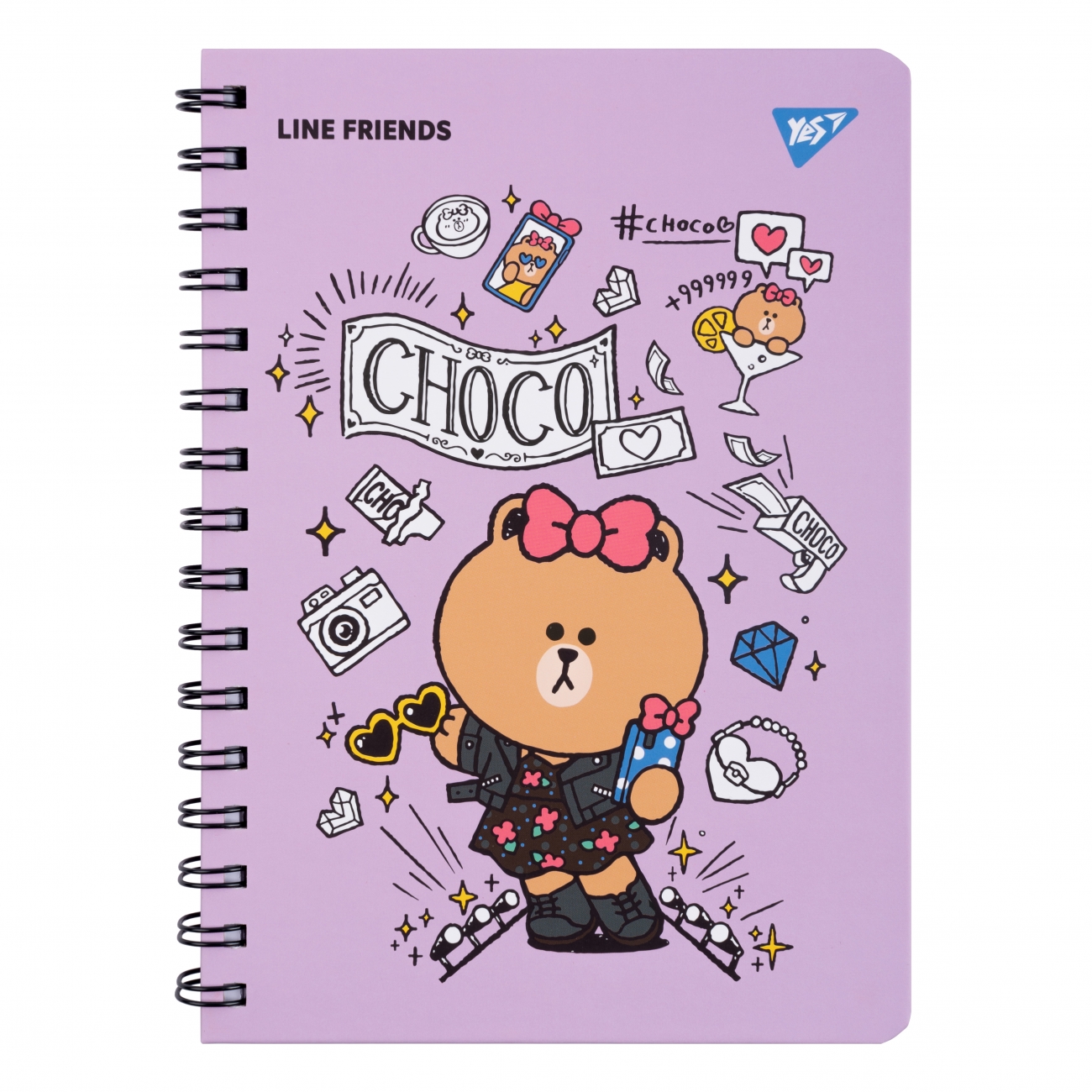 Блокнот пруж. А5 80арк. "Line Friends" Choco з гумкою №151771/Yes/(1)(10)(20) — фото товару | Канцелярський Сад