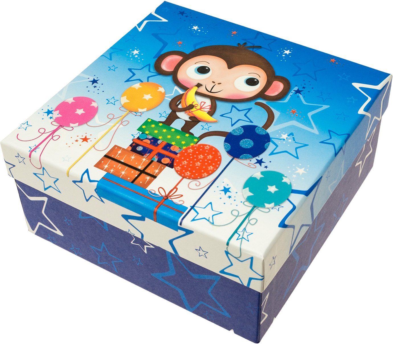 Коробка подарункова квадратна "Мавпочка" 15х15х7,5см №4-8856-1/11038856-1 — фото товару | Канцелярський Сад