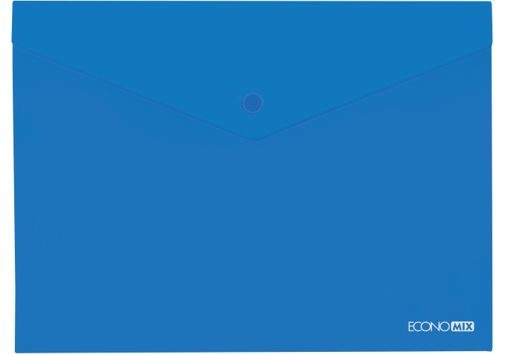 Папка-конверт "Economix" №E31316-02 А5 на кнопці прозор. синя(12)(192) — фото товару | Канцелярський Сад
