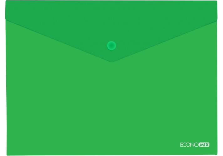 Папка-конверт "Economix" №E31316-04 А5 на кнопці прозор. зелена(12)(192) — фото товару | Канцелярський Сад