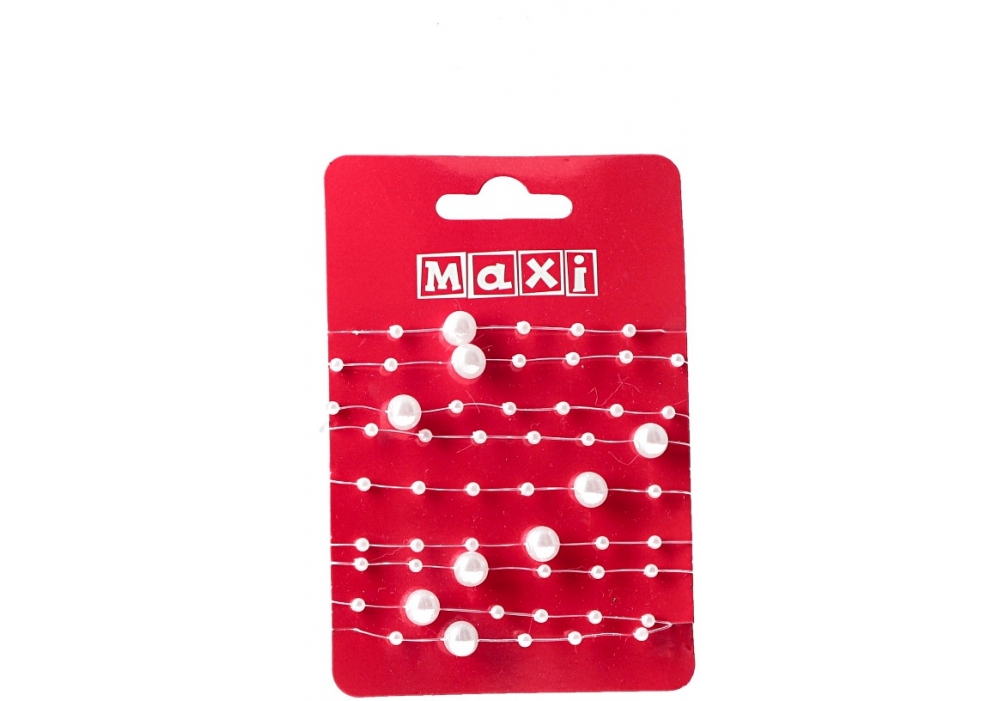 Стрічка декор. 1,2м з бусинами,білі №BJ21-05074-A — фото товару | Канцелярський Сад