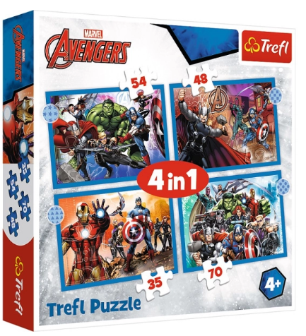 Пазли Trefl 4в1 Хоробрі месники. Marvel №34386(8) — фото товару | Канцелярський Сад