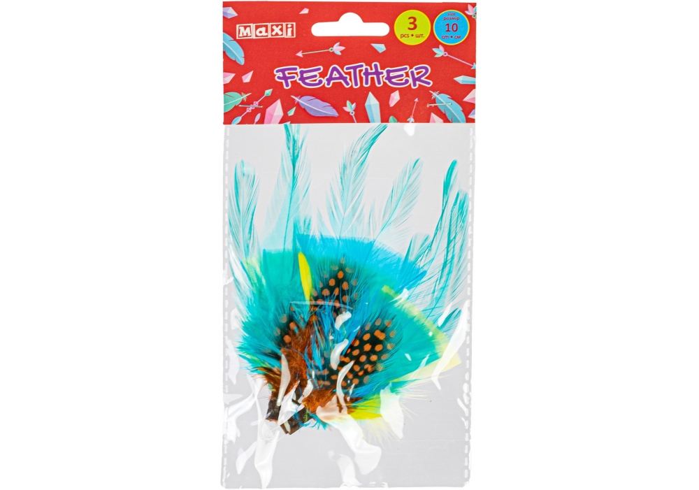 Набір для декорування "Maxi" Пір'я 10см 3шт №MX62622 — фото товару | Канцелярський Сад