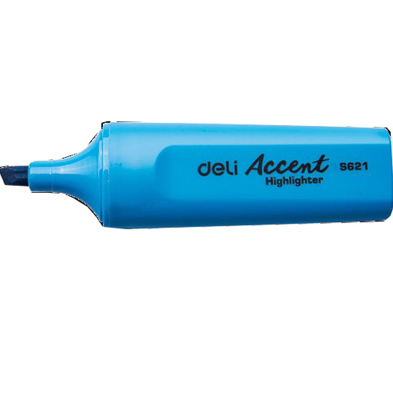 Текстмаркер "Deli" №621ES кос. Accent 5мм блакитний(10) — фото товару | Канцелярський Сад