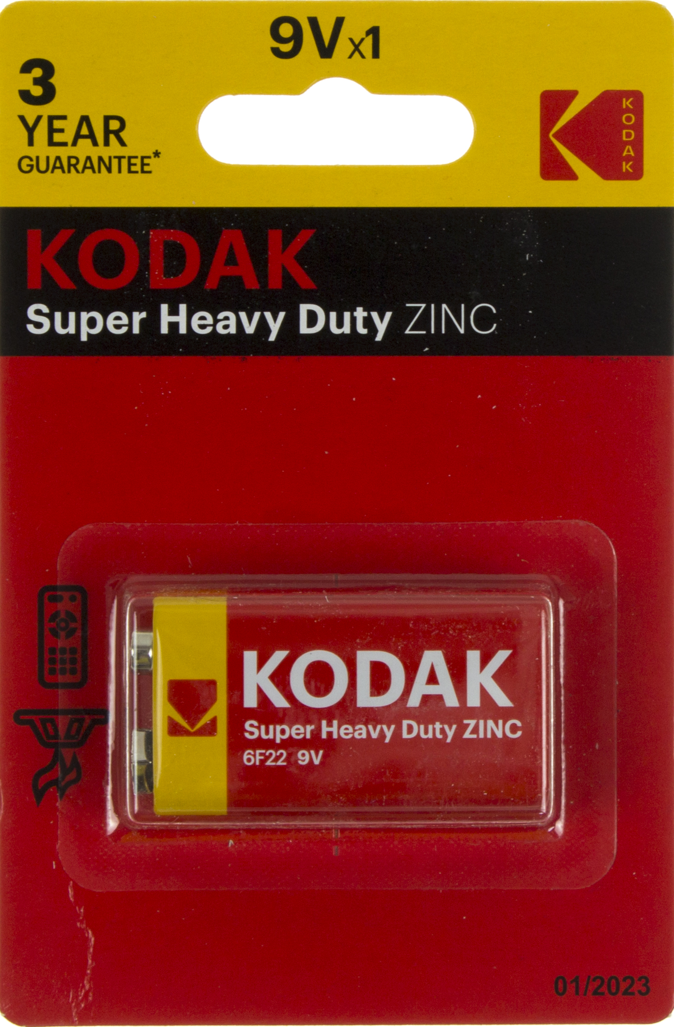 Батарейка Kodak 6F22/1bl Super Heavy Duty/LongLife крона(20)(100) — фото товару | Канцелярський Сад