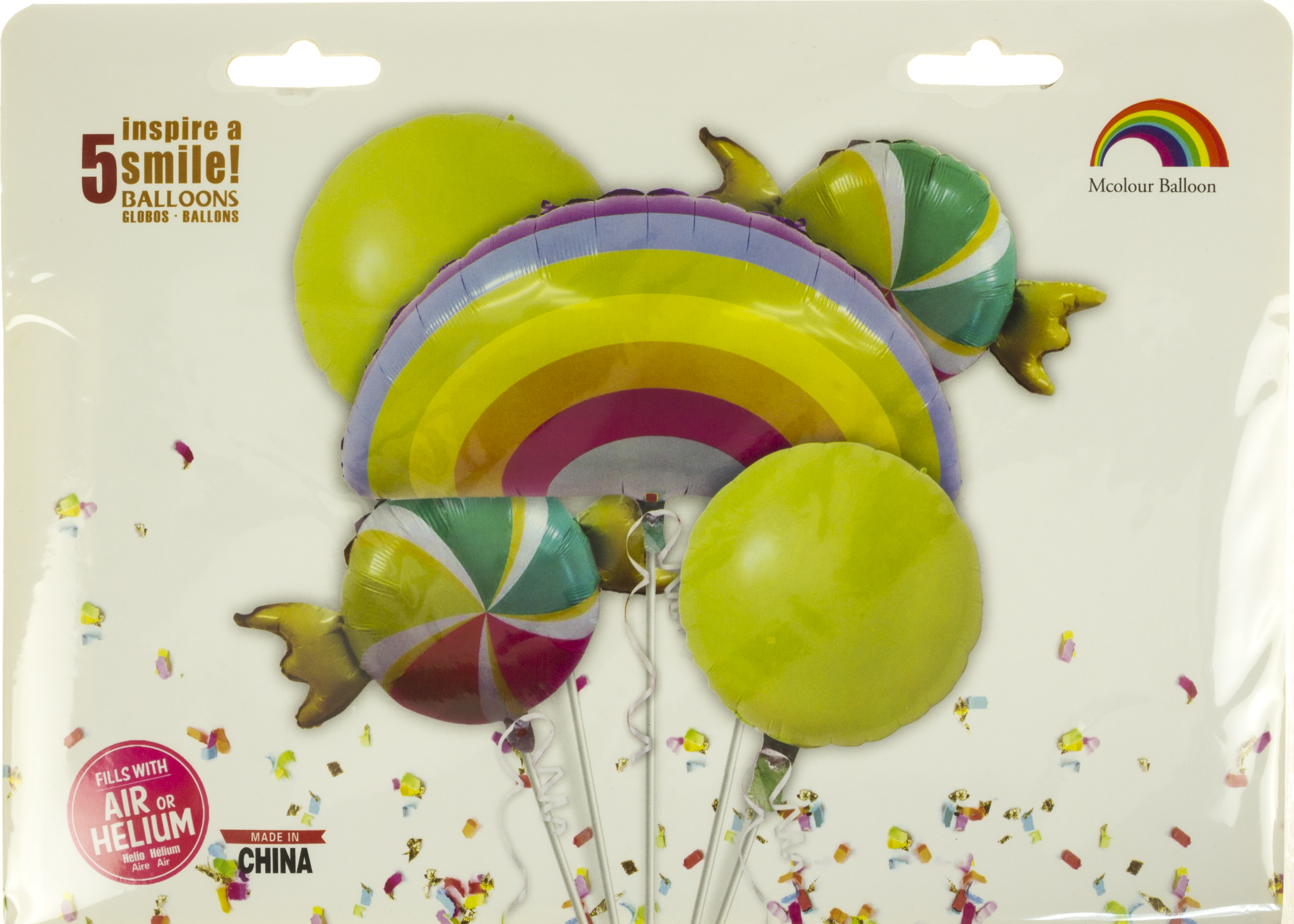 Набір кульок повітр. фольг. "Веселка" 5шт №Т-131(10) — фото товару | Канцелярський Сад