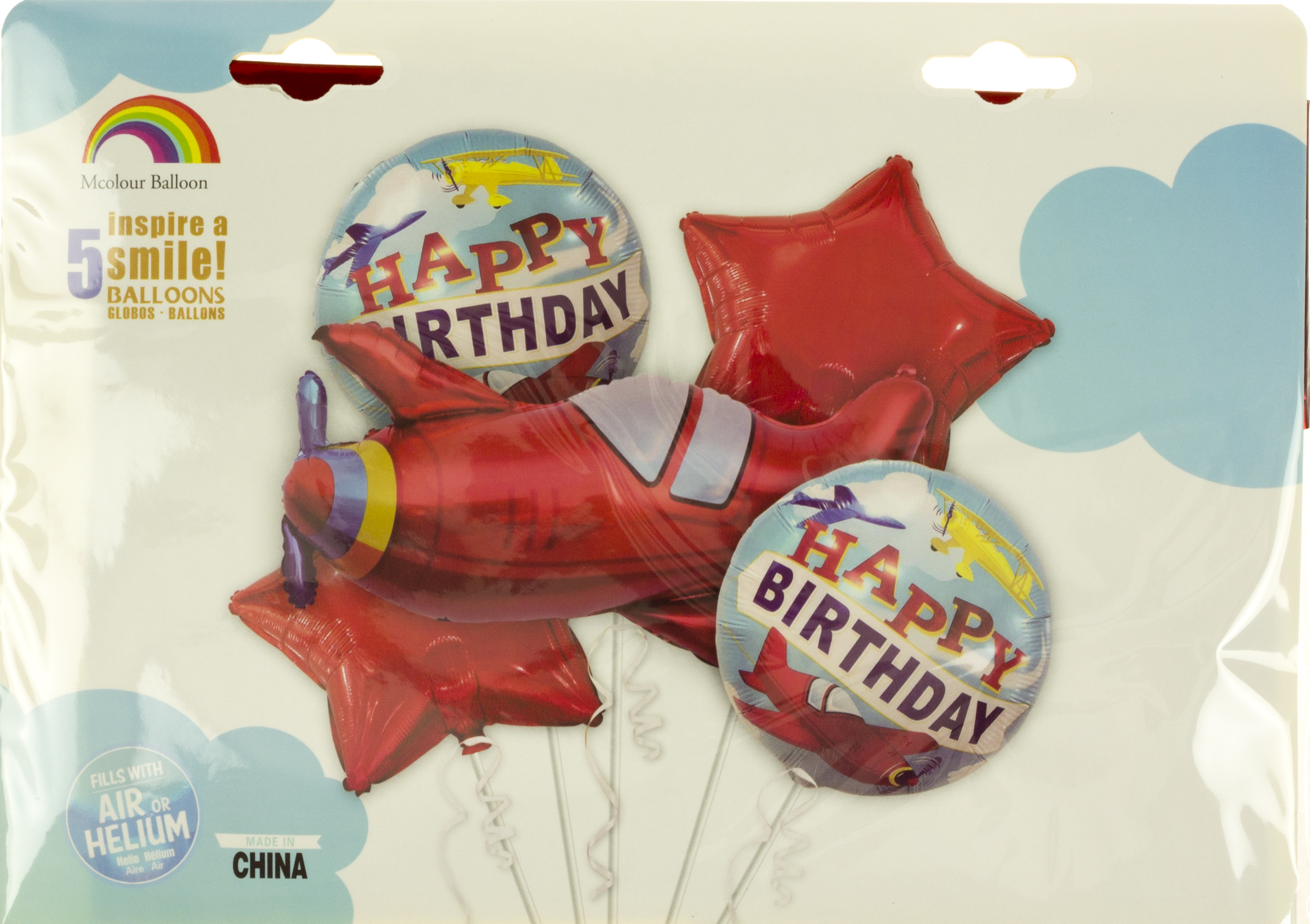 Набір кульок повітр. фольг. "Літаки" 5шт №Т-156(10) — фото товару | Канцелярський Сад