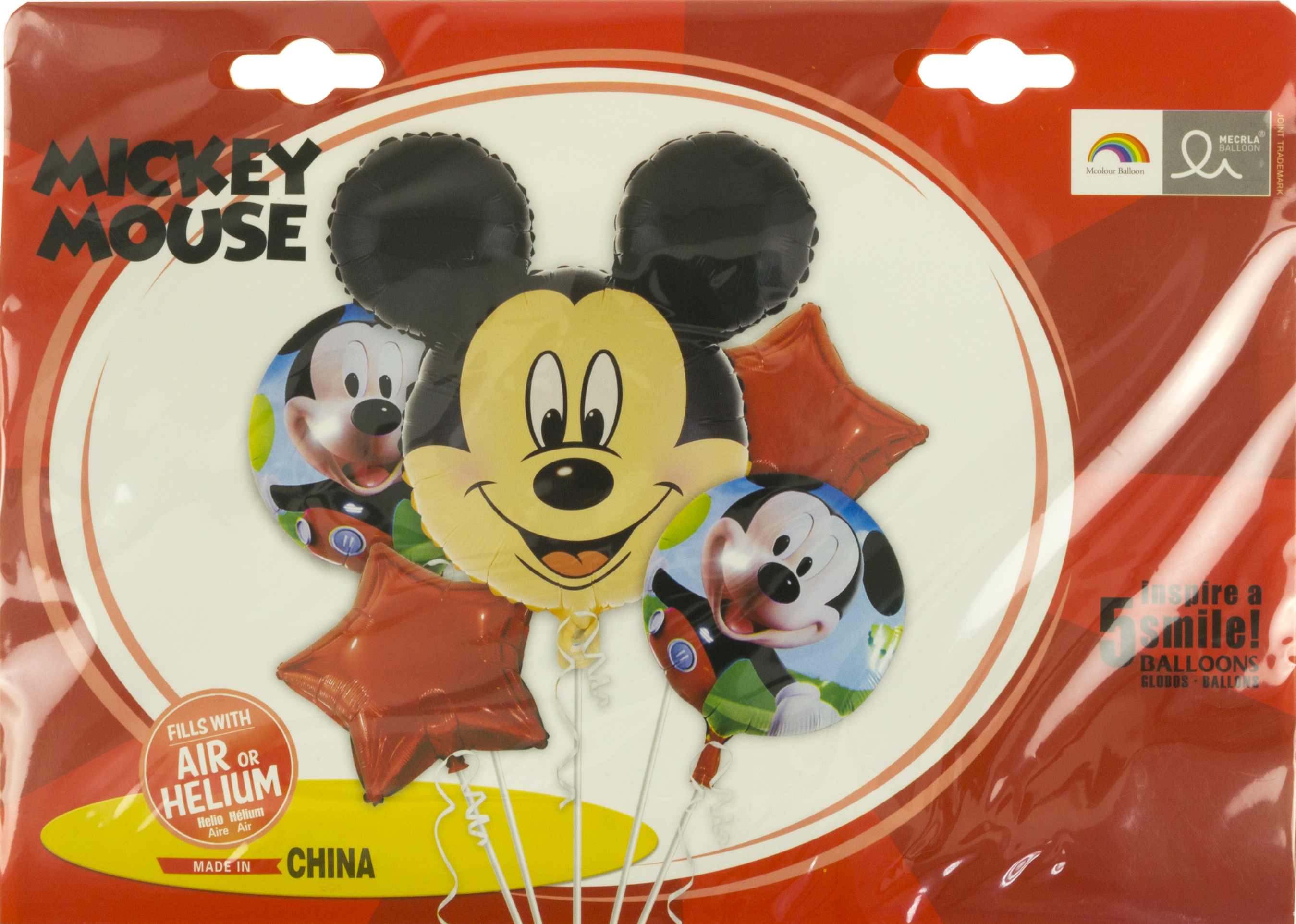 Набір кульок повітр. фольг. "Міккі Маус" 5шт №Т-023(10) — фото товару | Канцелярський Сад
