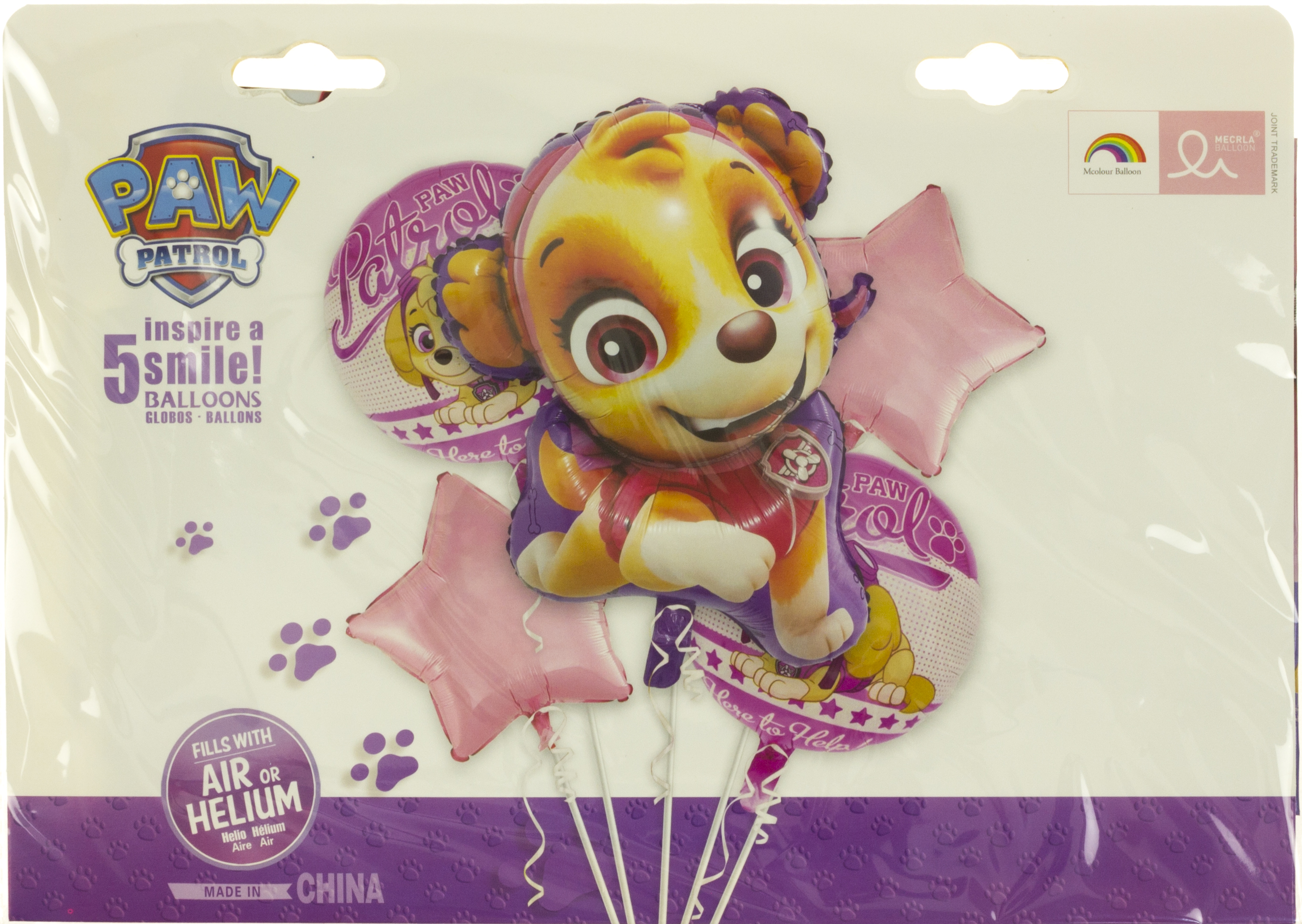 Набір кульок повітр. фольг. "Щенячий патруль Скай" 5шт №Т-177(10) — фото товару | Канцелярський Сад