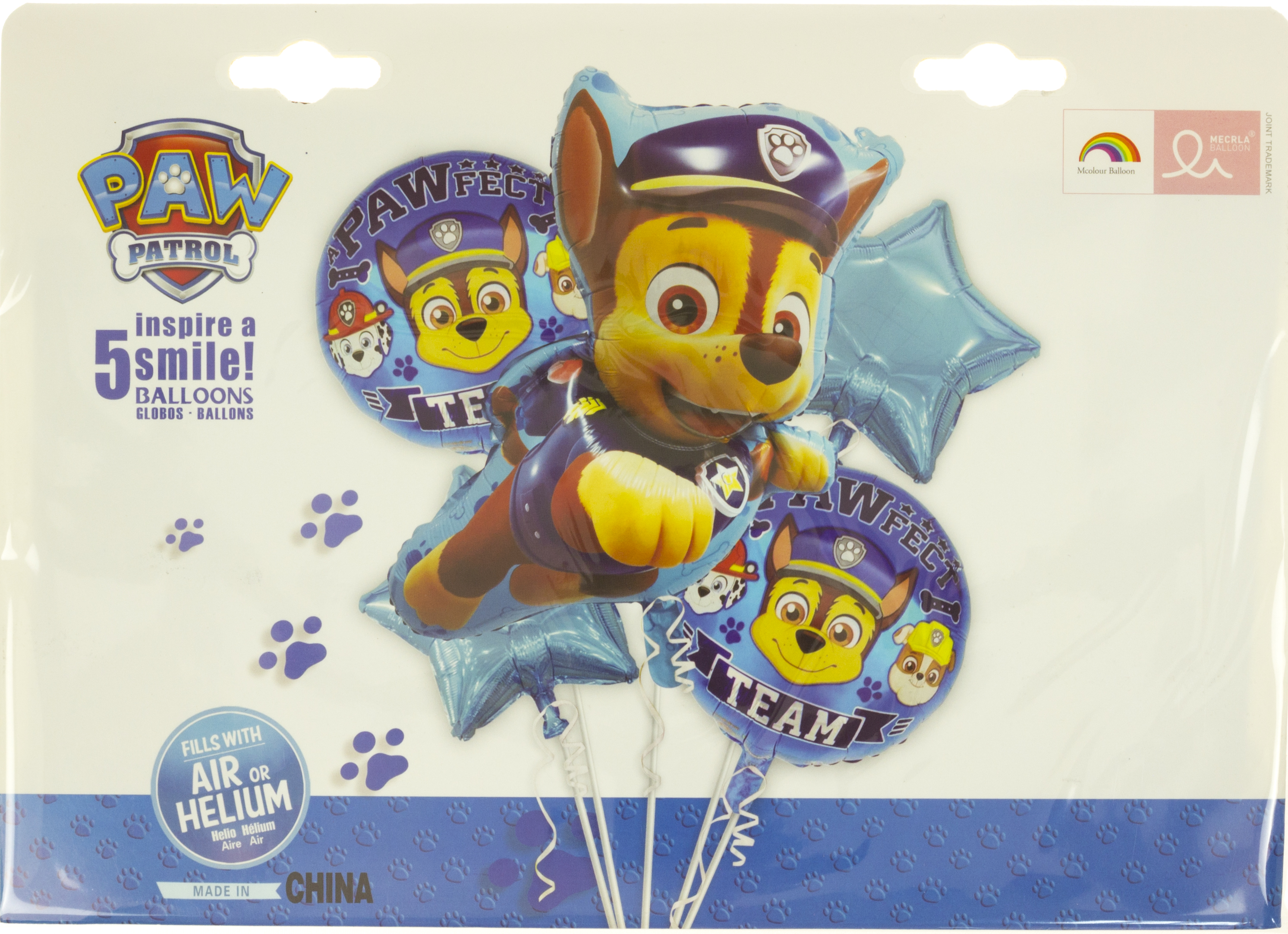 Набір кульок повітр. фольг. "Щенячий патруль Гонщик" 5шт №Т-101-А(10) — фото товару | Канцелярський Сад