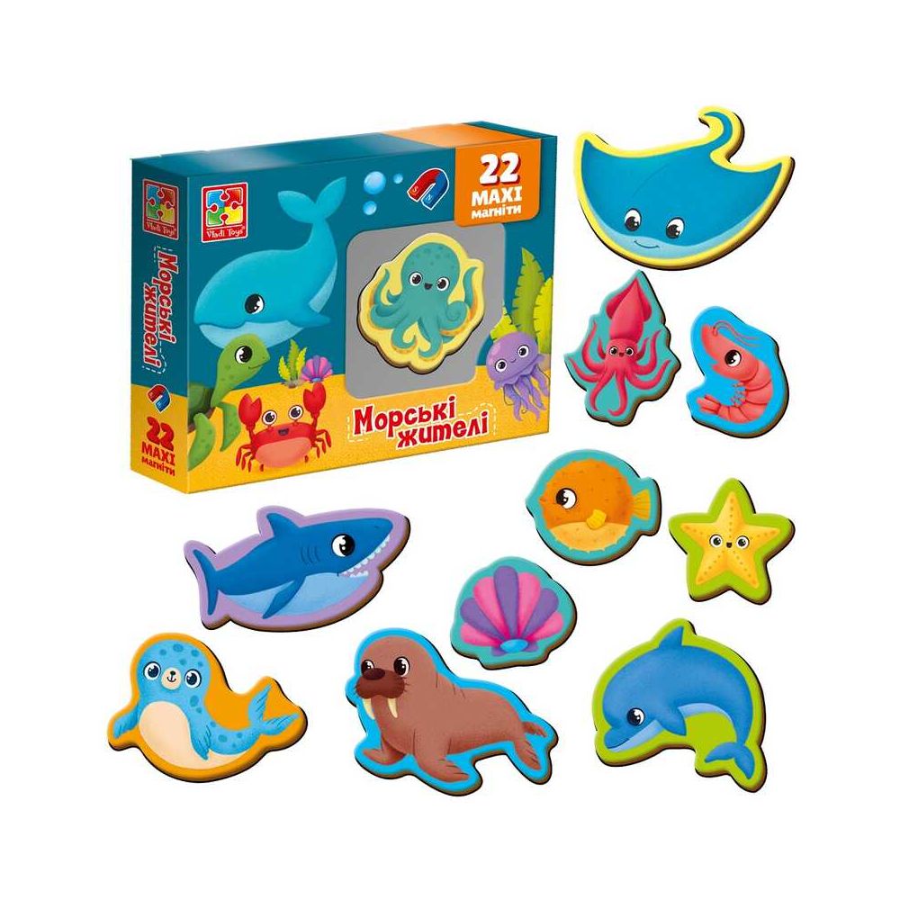 Набір магнітів м'яких "Морські мешканці" №VT3106-27(12) — фото товару | Канцелярський Сад