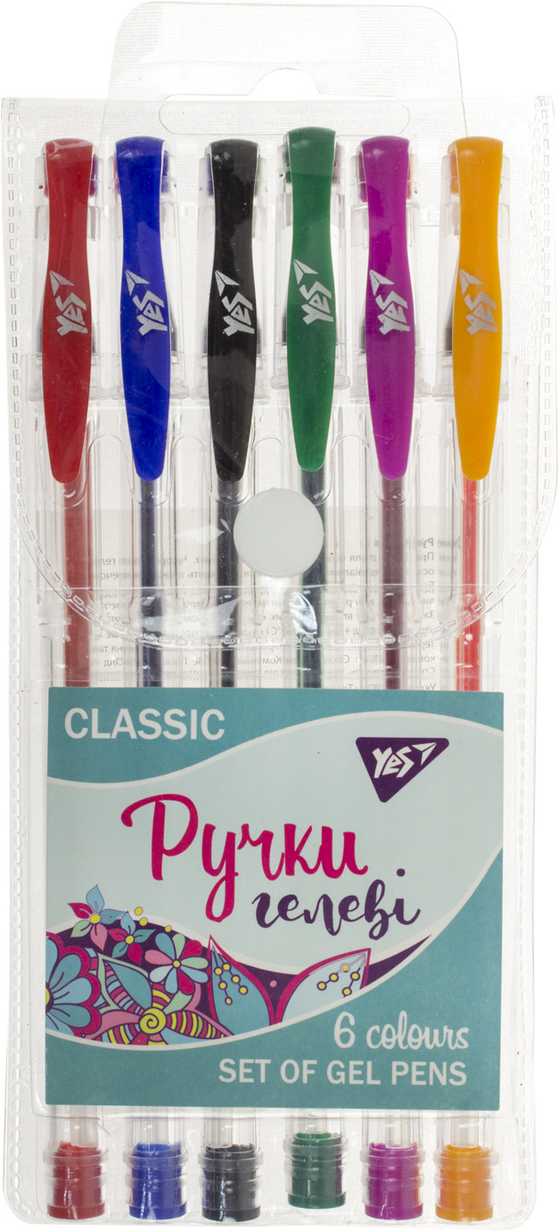 Набір ручок гел. "Yes" №420371 Classic 6кольор.(10)(200) — купити | Канцелярський Сад