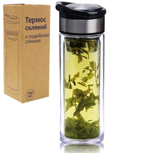 Термос скло 0,39л з подвійною стінкою №8013-1(36) — фото товару | Канцелярський Сад