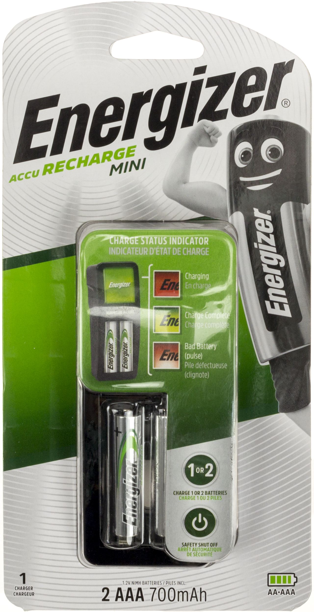 Зарядний пристрій унів. Energizer CH2PC3 Mini EU+2 NH12/AAA 700mAh(4) — фото товару | Канцелярський Сад