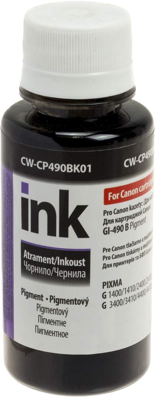Чорнило ColorWay Canon GI-490 Pixma G1400/G2400/G3400 100мл black pigment — фото товару | Канцелярський Сад