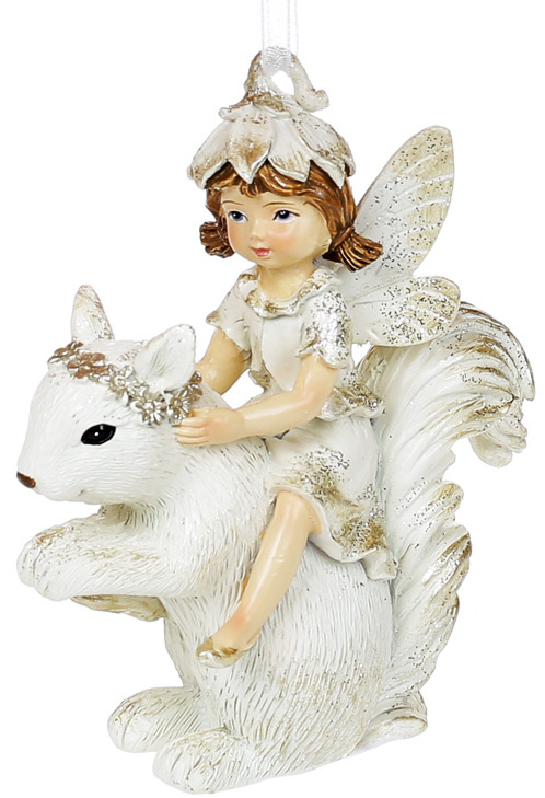 Підвіска декор.полістоун "Ельф на білці" 9,5см,біла з шампанью №707-907/Bonadi/(6)(144) — фото товару | Канцелярський Сад